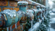 Frozen water pipes in winter. Water supply system. Water supply