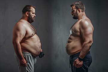 Wall Mural - man was fat but became fit. Of fat to athlete.