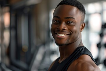 Fit young man in sportswear smiling while standing