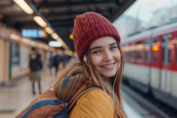 Wall Mural - Stylish young woman smiling