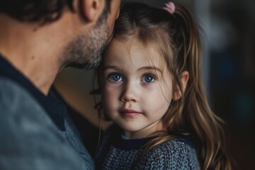 Innocent girl looking at father