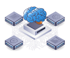 Aufkleber - Network artificial intelligence business technology isometric flat illustration