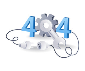 Aufkleber - Internet error code 404 technology system, flat isometric 3d illustration infographic