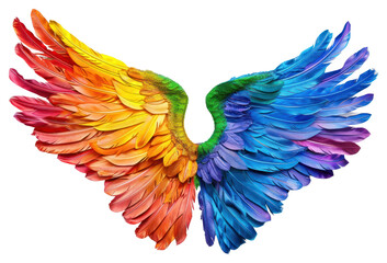 Wall Mural - PNG  Rainbow angel wings bird art white background.