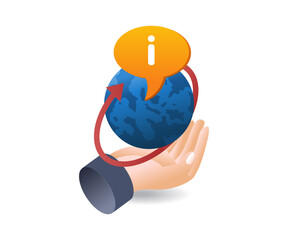 Aufkleber - Information world above hand technology infographic illustration 3d flat isometric