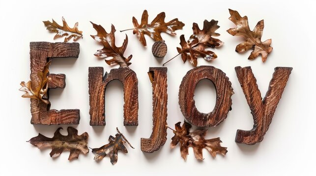 The word Enjoy created in Oak Leaf Letters.
