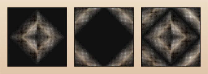 Fototapete - Laser cut panel set. Vector template with abstract geometric pattern, halftone dots, concentric gradient. Decorative stencil for laser cutting of wood, metal, plastic. Square frame. Aspect ratio 1:1