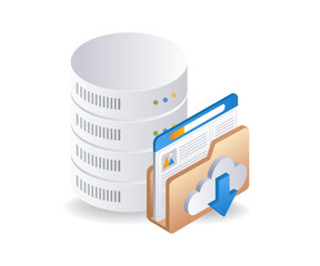 Leinwandbilder - Database folder server technology infographic flat isometric 3d illustration