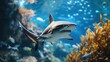 diving sport shark flashing his metallic stripes. Generative Ai