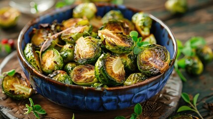 Wall Mural - Crispy roasted brussel sprouts with balsamic vinegar