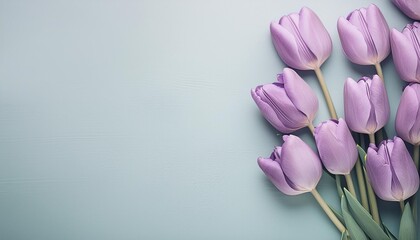 Wall Mural - purple tulips in a isolated pastel background copy space