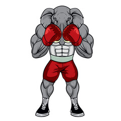 Canvas Print - boxing elephant vector art illustration design