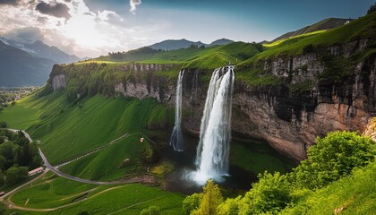 Wall Mural - focal point highest point of the waterfall