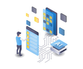 Leinwandbilder - Checklist smartphone application tester flat isometric illustration