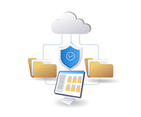 Aufkleber - Cloud server data technology, infographic 3d illustration flat isometric