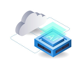 Leinwandbilder - Cloud server artificial intelligence technology infographic 3d illustration flat isometric