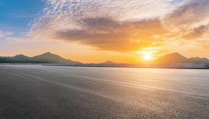 Wall Mural - asphalt road square and sky clouds natural background at sunset