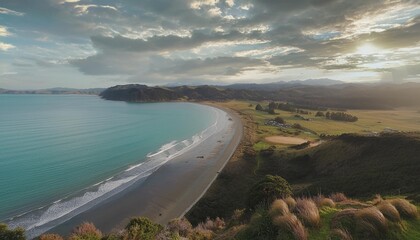 Wall Mural - oakura beach on north island west coast