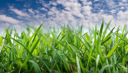 Wall Mural - close up view of lush green grass fresh nature isolated on transparent background 3d render illustration