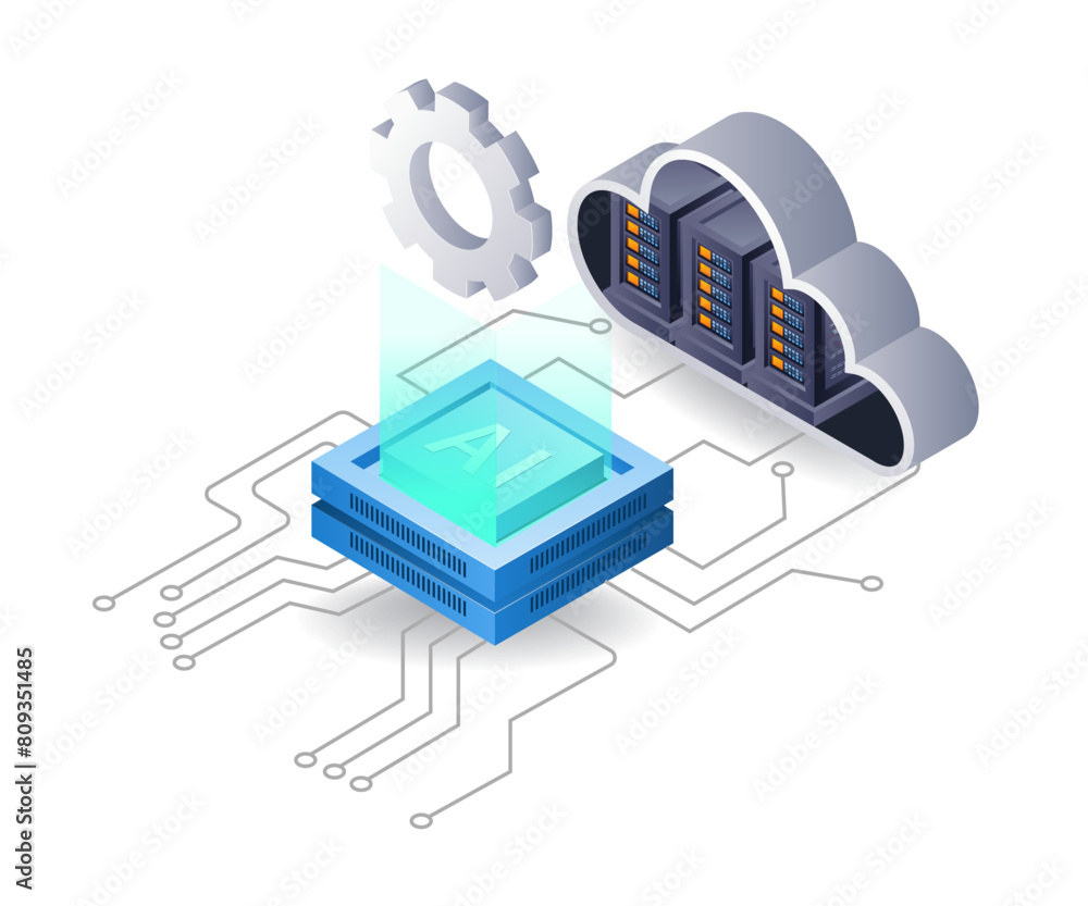 Artificial intelligence cloud server network infographic 3d ...