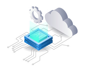 Poster - Artificial intelligence cloud network infographic 3d illustration flat isometric