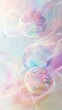 Cluster of soap bubbles drifting in midair. Background. Wallpaper. Pastel neon colors.
