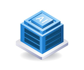 Aufkleber - AI server data technology infographic 3d illustration flat isometric