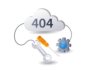 Leinwandbilder - 404 error repair system, 3d flat isometric illustration infographic