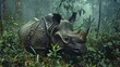 Rare Javan Rhino in Dense Forest