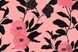 Vibrant floral design with soft pink blooms and dark leaves, suitable for trendy textile products, floral design in the style of simple shapes, seamless pattern