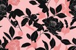 Bold black and pink floral pattern for stylish wallpaper, great for contemporary interior decoration, black floral design, seamless pattern