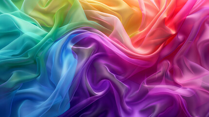 Wall Mural - Rainbow silk backdrop, abstract colorful background, cloth, clothing, soft beautiful texture