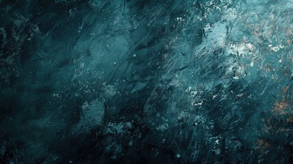 Wall Mural - Abstract dark turquoise textured painting with rough brush strokes