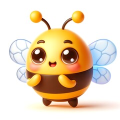 Wall Mural - Cute bee in cartoon style. 3D illustration. Vector