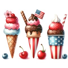 Poster - set 4th of July ice creams