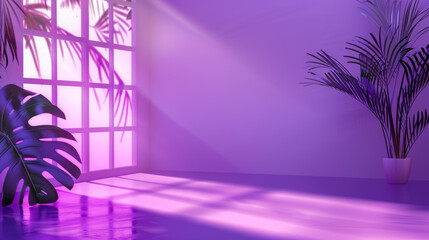 Wall Mural - abstract purple gradient background with palm shadows