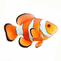 Wall Mural - Vibrant clownfish nestled in anemone, isolated on white, Ai Generated