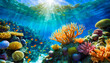 © DrewDuzz - A captivating image  of an underwater coral reef, teeming with vibrant marine life and colorful corals, showcasing the breathtaking beauty and diversity of the ocean's ecosystem.