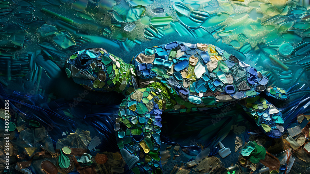 Sea turtle, plastic waste, Ocean pollution impact on ecosystem ...