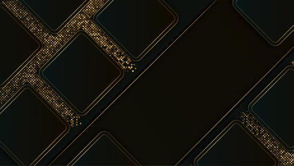 Wall Mural - Black background with golden textures. Elegant dark minimal background.