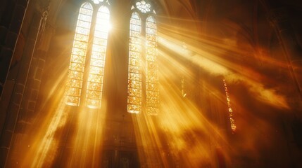 Wall Mural - Divine Illumination: Sunbeams Shine Through Church Window