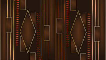 Wall Mural - Abstract geometric deep brown lines on dark background with lighting effect.