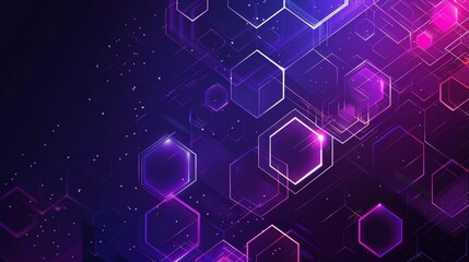 Abstract purple and blue background with a hexagon pattern for technology, science or business concept vector illustration. 