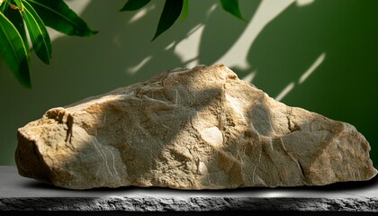 Sticker - a rock mineral product display shelf showing soft natural indents to the stone with a shadow and detail