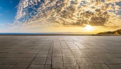 Wall Mural - dark concrete floor background infinite horizon sky panoramic scene