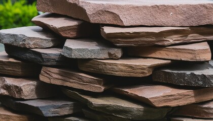 Wall Mural - close up shape of the brown stone that is stacked