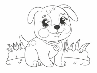 Wall Mural - Cute dog drawing coloring book