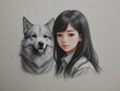Girl with the dog drawing