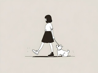 Wall Mural - Girl with the dog drawing