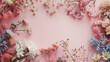 Pink background wallpaper with framed flowers
